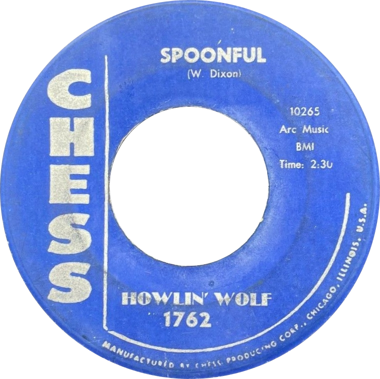
Vinyle face-A du morceau Spoonful écrit par Willie Dixon et interprété par Howlin Wolf, Chess Records, 1960
Crédits&nbsp;: Chess Records, Public domain