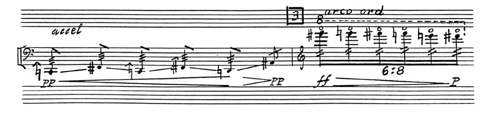 Exemple 3 – Arco Vivo pour violoncelle seul (Jobert, 2000, p. 3).