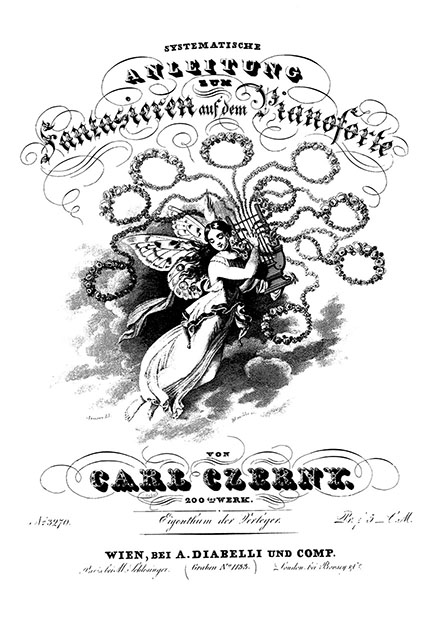 Carl Czerny&nbsp;: Systematische Anleitung zum fantasieren auf den pianoforte, frontispice (1829).
