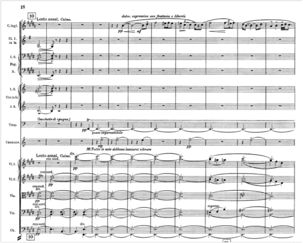 Casella, Italia, partition d’orchestre, p. 18.