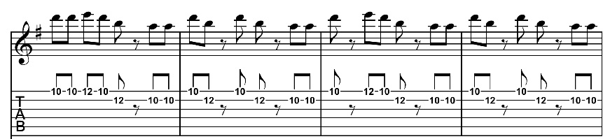 Steve Reich, Electric Counterpoint, mes. 110-113.