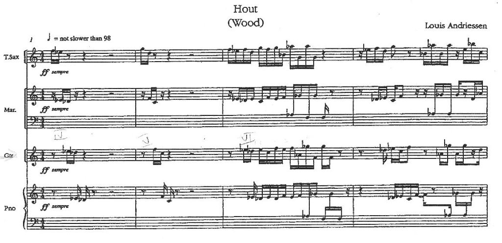 Louis Andriessen, Hout, début.