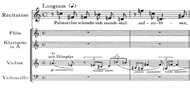 Hanns Eisler, « Venus Palmström », mes. 1 et 2.