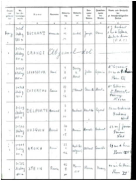 Liste 130 (H. Akoka), 1er volet. Service historique de la Défense à Caen.