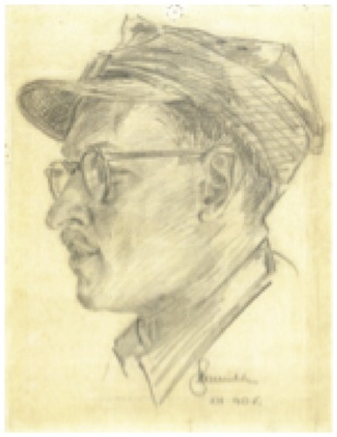Czesław Mętrak. Portrait au crayon par Bohdan Samulski. Görlitz, décembre 1940. Collection de famille de Piotr Mętrak, Varsovie.