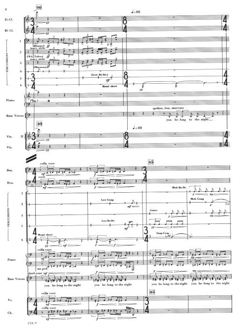 Varèse, Nocturnal, p. 8, mes. 40-46.
