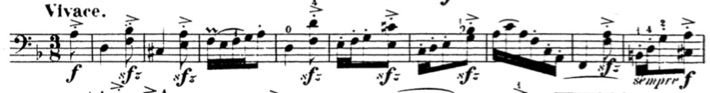 Gigue de la deuxième Suite, mes. 1-9.