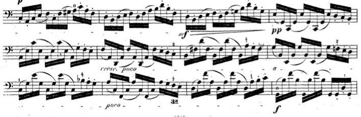 Prélude de la troisième Suite, mes. 33-45.