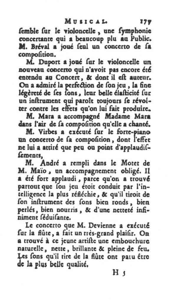 « 1782, 17 Mars », Almanach musical pour l’année mil sept cent quatre-vingt-trois, Paris, Au Bureau de l’Abonnement littéraire, 1783, pp. 177-178 (collection particulière).