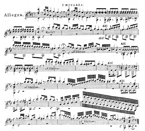 Luigi Legnani : Gran variazioni per chitarra sul duetto « Nel cuor piu non mi sento » nell’opera La molinara,op. 16, Vienne, Artaria, p. 1.