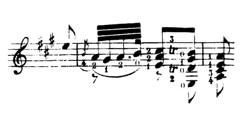 M. A. Zani de Ferranti : Étude des tons favoris de la guitare, Paris, Carli, p. 16 : extrait du no 20,Divertissement d’après Beethoven.