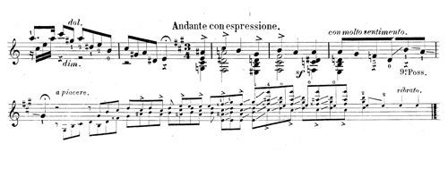 Pietro Pettoletti : Fantaisie sur une mélodie russe pour la guitare, op. 32, Mayence, chez les fils de B. Schott, p. 2.