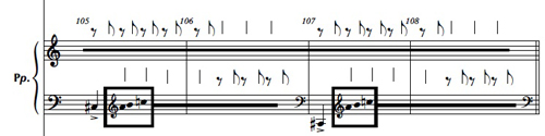 Visuel 19&nbsp;: Mouvement V, mesures 105-108, piano.