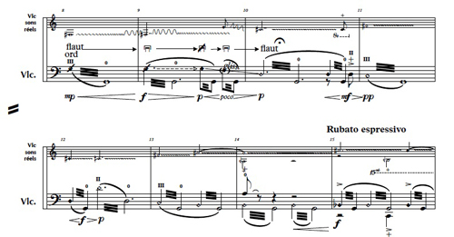 Visuel 7&nbsp;: Mouvement I, mesures 8-15, violoncelle.