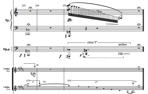 Visuel 8&nbsp;: Mouvement V, mesures 233-235, piano.