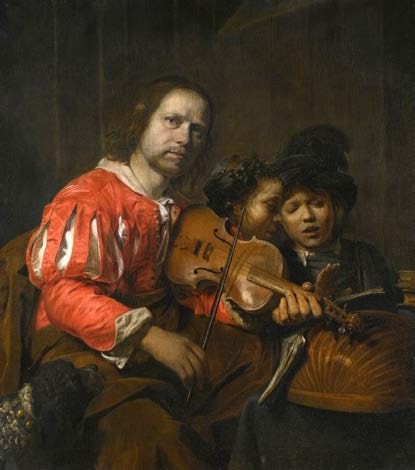 DE BRAY Jan, A Violin Player Accompanying Two Young Singers, 1658