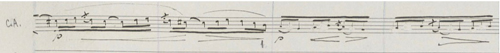 Claude Debussy, La Mer, manuscrit autographe, cor anglais, mesures 16-22.