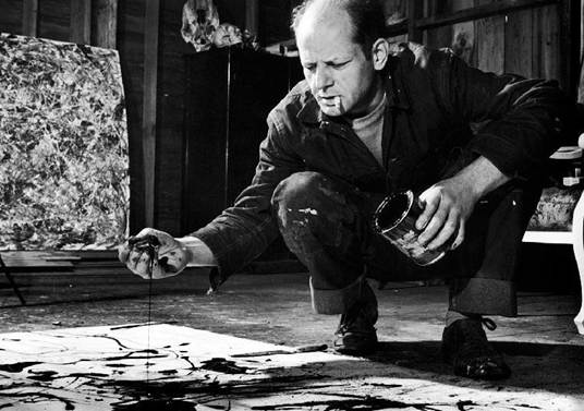 Figure 22: Jackson Pollock dans son atelier.