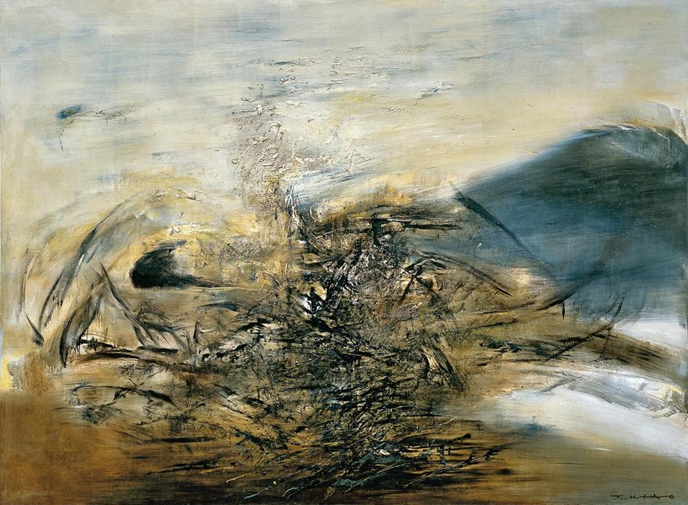 Figure 1&nbsp;: Hommage à Edgar Varèse – 25.10.64, de Zao Wou-Ki, (225 x 345 cm), Musée cantonal des Beaux-Arts de Lausanne, 1964.