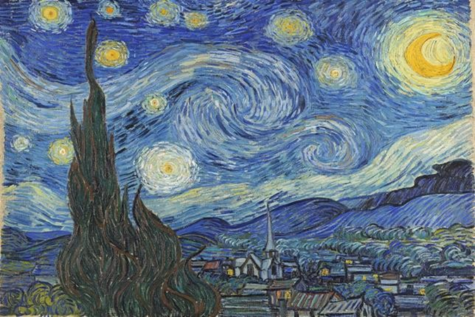 Figure 21&nbsp;: Vincent Van Gogh, Nuit étoilée, 1889, huile sur toile, (73 X 92 cm), Musée d'art moderne à New-York.
