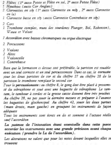 Figure 85: Extrait de la notice de la partition Partiels de Grisey, Ricordi, Milano 1976.