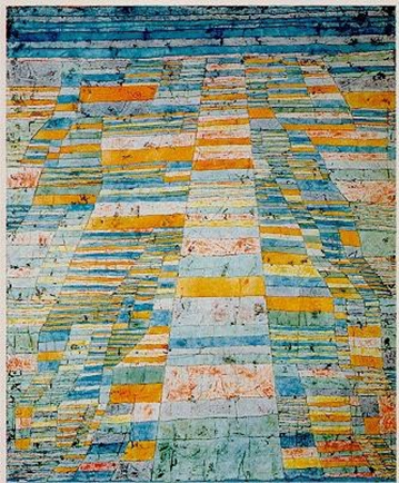 Figure 107&nbsp;: Paul Klee, Chemin principal et chemins secondaires (Hauptwege-und Nebenwege) 1929, huile sur toile de 83 x 67 cm, conservé à Cologne, au Wallraf-Richartz und Ludwig Museum.