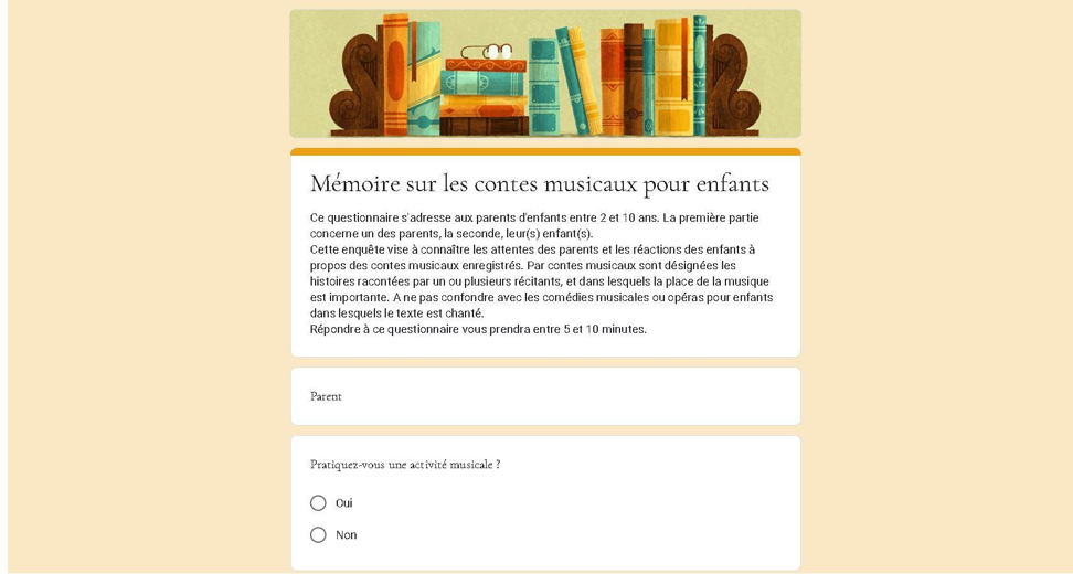 Figure 15- Aperçu de l'entête du questionnaire à destination des parents