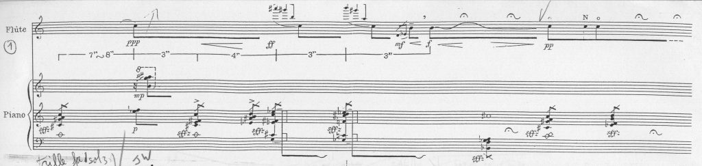 Ex. 10 : Yoshihisa Taïra, Filigrane I, Paris, Éditions Musicales Transatlantiques, EMT 1885, 1996, p. 1.