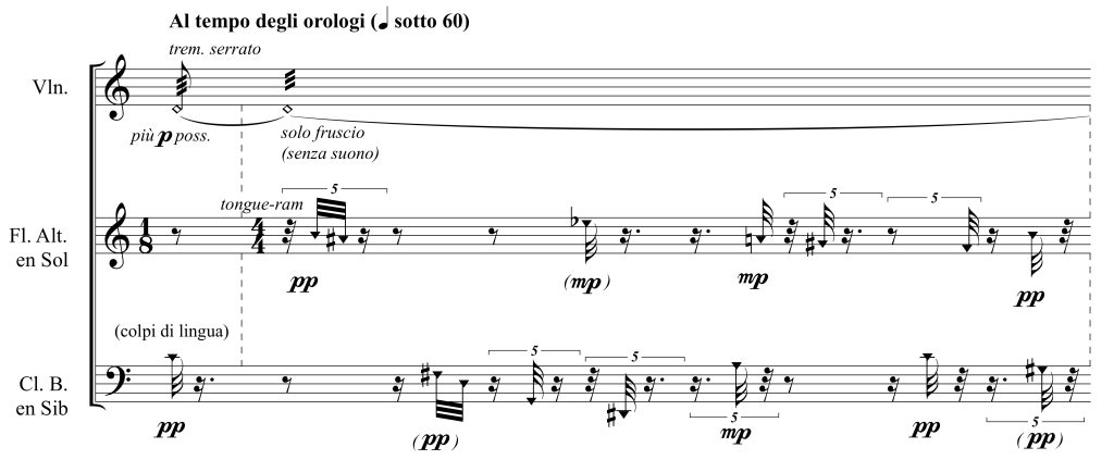 Ex. 14 : Salvatore Sciarrino, Omaggio a Burri, Milan, Ricordi, 137236, 1995, p. 1.
