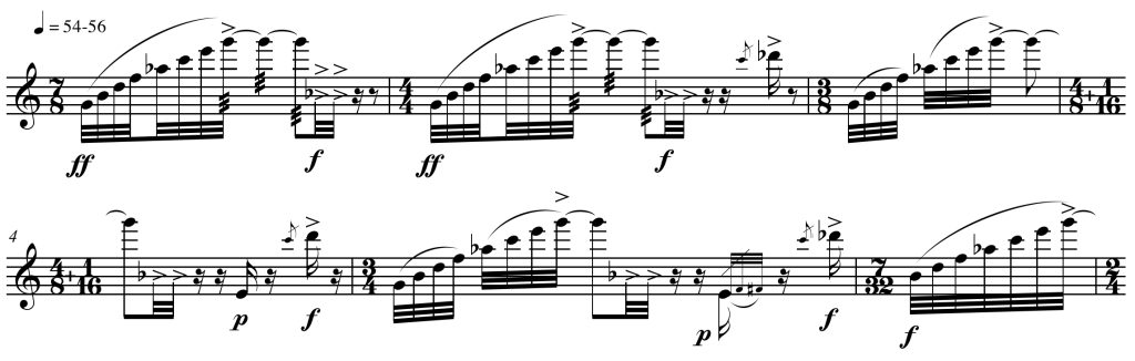 Ex. 5 : Philippe Hurel, 1ère pièce de Loops I, Paris, Lemoine, 2000, p. 2.